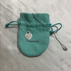 Tiffany & Co. Silver Heart Tag Necklace with Tiffany Blue Pouch